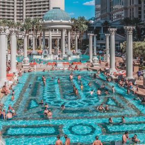 Neptune pool in Garden of the Gods at Caesars Palace Las Vegas.