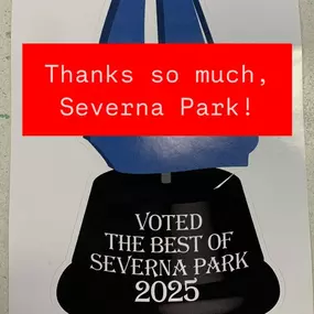 Thank you for all of your everyday support AND voting us Best Toy Store in Severna Park!
We ❤️ the Severna Park community!