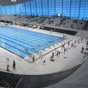 The marquee facility here at The London Aquatics Centre, the Competition Pool can be used for long (50m) or short-course (25m) swimming. The pool features 10 lanes, loads of seating for spectators and is perfect for lane swimmers, leisure swimmers and those there just just to enjoy the water, as well as the galas and competitions we'll be hosting.