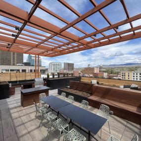 Resident rooftop lounge with overview of downtown Boise