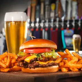 Burger, Fries and Beer from Rosie's Kitchen in Richmond, VA