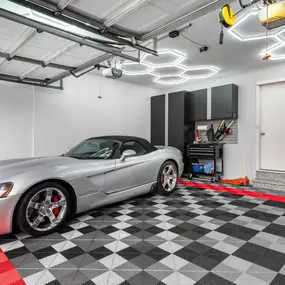 PremierTrax flooring is a great way to elevate your garage with a functional floor. We can help you incorporate any patter, color scheme, or design into a tile floor in your Lancaster, PA garage.