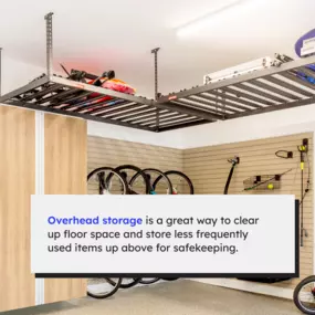 Need more storage in your garage but don't have room for cabinets? Overhead racks are great alternative. These get the clutter off the floor while giving you the peace of mind that only comes from a well-organized space.