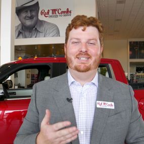 Joe Shields in the Red McCombs Toyota Showroom