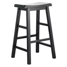 A sleek black saddle backless barstool from the Providence collection, providing stylish seating for kitchen islands or bar counters.