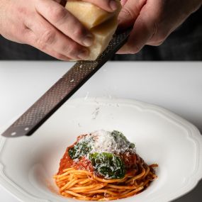 Spaghetti Al Pomodoro -- Sugo di Pomodoro Cooked for 8 Hours, Basil, 30 Month Aged Parmesan