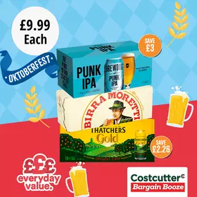 £9.99 each on selected beer & cider packs