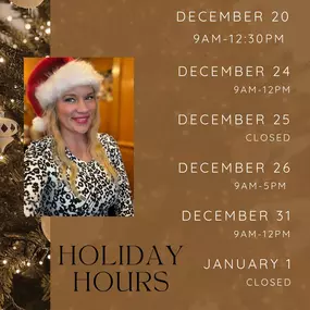 Holiday hours update!!
Hello! Unless noted otherwise we will have normal business hours ????????????????