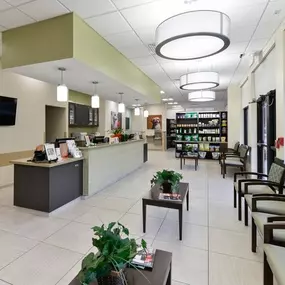 VCA Hillsboro Animal Hospital's waiting area is clean, modern, and spacious.