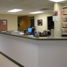 The reception area at VCA Rose Hill Animal Hospital