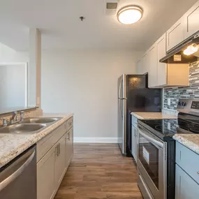 Kitchen and Island at Crogman School Lofts