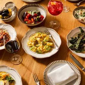 pasta and wine