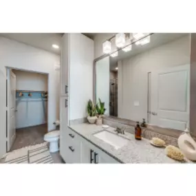 Bathroom with stone countertops