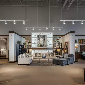 Stylish living room furniture display at Rooms To Go in Round Rock, TX, showcasing modern sectional sofas and elegant decor.