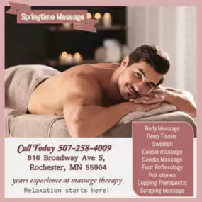 A traditional Swedish massage utilizing a system of techniques specially created to relax muscles by
applying pressure to increase oxygen flow through the body and release harmful toxins.