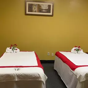 A couple's massage is just like any other massage service, 
but you and your partner receive the massage at the same time, 
on separate tables, and by two different massage therapists. 
The massage is generally offered in a private room on side-by-side massage tables.