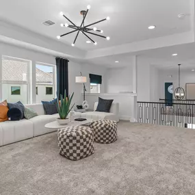 Upstairs Game Room in Legacy at Lake Dunlap by Pulte Homes.