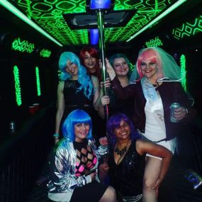 Group Of Women In A Party Bus For A Bachelorette Party