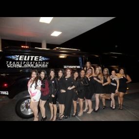 Bachelorette Party In Front Of Party Bus