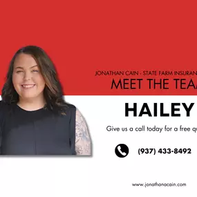 Hi, my name is Hailey!  I have worked in Insurance since 2019 and I am licensed in Auto, Recreational Vehicles, Homeowners, Renters, Condo, Commercial, Business, Bonds, Life and Health insurance. Outside of work, I spend my free time thrift shopping, doing DIY projects and chasing around my toddler.