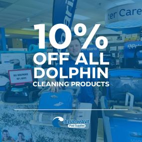 10% off Dolphin Cleaning Products NOW at Blue Wave Pool Supplies. Transform your pool cleaning routine with Dolphin products! Dolphin cleaners are known for their efficiency, ease of use, reliability, and performance! Stop by Blue Wave Pool Supplies today for this excellent pool cleaning system at a fantastic price!