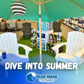 Dive into summer with Blue Wave Pool Supplies! Not only do we have everything you need for your pool, but we also offer a stunning selection of patio furniture perfect for lounging in style. Create your perfect poolside paradise with our comfortable and chic outdoor furniture. Visit us today and transform your backyard into a relaxation retreat!