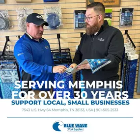 Blue Wave Pool Supplies has been serving Memphis for over 30 years! We are proud to be your local, trusted source for pool maintenance and supplies. Support local, support small businesses, and let us help you keep your pool in top shape year-round!