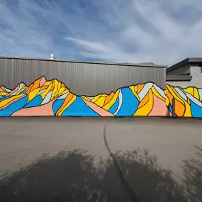 Full view of the mural on the side of REI Jackson Hole