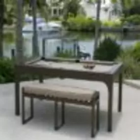 An outdoor pool table from Billiards N More makes the perfect centerpiece for your deck, patio, or balcony. It’s covered in specifically designed outdoor billiard’s cloth to provide a felt-like texture you’re used to that’s tough enough to resist fading and the elements. Our outdoor models come in a variety of traditional and contemporary styles to fit any home. Some models also include an additional dining top or seating for a complete, multi-use package.