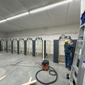 Construction of the custom fabricated dog kennels.