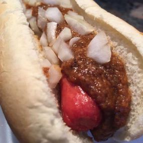 Chili Dog with Onion, The Best Around!