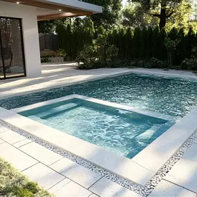 Modern pool with spa design