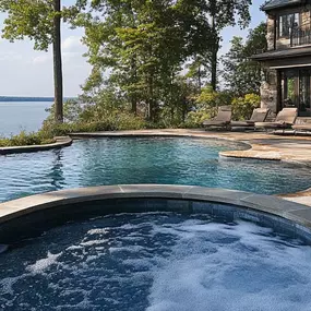 Pool and spa overlooking the lake