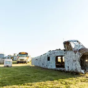 Welcome to the High Rise Arena. Our biggest and most popular arena is packed with epic obstacles and hideouts like a bus and an airplane, making it the ultimate spot for an action-packed day.