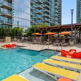 Pool Deck with In-Water Tanning Ledges.