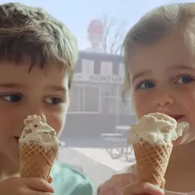 Happy kids eating our Denville Dog & Grill Ice Cream.