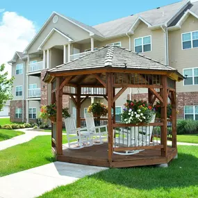 Exterior view and a gazebo