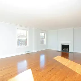 Living room with a fireplace