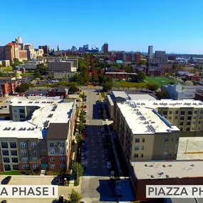 Aerial view of the buildings