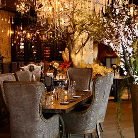 Rustic chandelier at The Wolf by Vanderpump at Lake Tahoe Harveys Hotel & Casino.