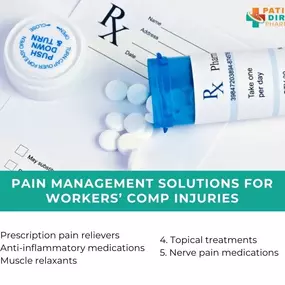 Workplace injuries can significantly impact an individual’s daily life, especially when pain becomes a constant companion. For injured workers, effective pain management is not just about alleviating discomfort; it’s a vital part of the recovery process and returning to work.

Pain Management Solutions for Workers’ Comp Injuries
In this blog, we’ll explore typical medications prescribed for workers' comp injuries and their role in helping injured workers manage pain effectively.

https://patient