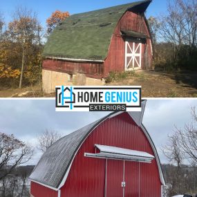 Barn with restored roof