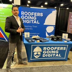 Pancho Serrano at the Roofers Going Digital booth