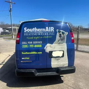 Southern Air Heating, Cooling, & Plumbing work van