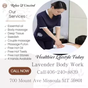 Massage techniques are commonly applied with hands, fingers, 
elbows, knees, forearms, feet, or a device. 
The purpose of massage is generally for the treatment of 
body stress or pain.