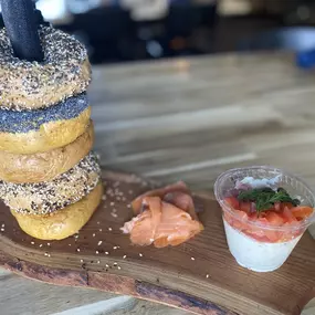 Bagel Board with cream cheese and lox