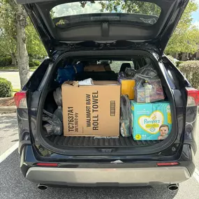 WOW!  The outpouring of donations is overwhelming!  This is only donations delivered to our office today and doesn’t count what was dropped off at Tim Westfall - State Farm Agent or our home yesterday!  Our office is open until 5 and deliveries can also be dropped off at our home tonight before Tim Westfall leaves early tomorrow. THANKS for everyone who has donated anywhere!  If we all do our part, then hopefully everyone can eventually be helped!