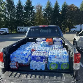 I am truly humbled at what I saw yesterday as we took two trucks and a trailer to the Summit Pickleball distribution center in Boone. They reloaded us to get supplies to more rural Mount Vernon Church and Cove Creek Elementary school. The amount of volunteers from everywhere was amazing -trucks, helicopters, 4 wheelers, and hikers getting supplies to those unreachable by car. One of the workers where we had lunch was headed after her shift to the distribution center to volunteer, even though she