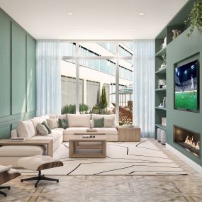 Library with Fireplace at The MARC luxury apartments in Palm Beach Gardens, FL