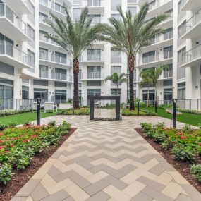 Garden Courtyard at The Marc Luxury Apartments in Palm Beach Gardens FL